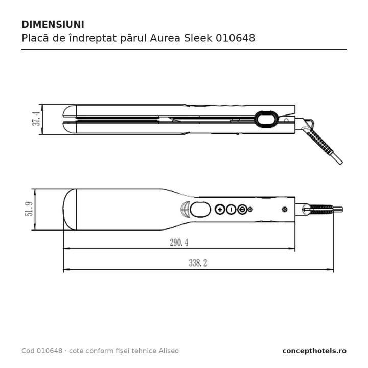 Placă de îndreptat părul Aurea Sleek 010648 – Aliseo