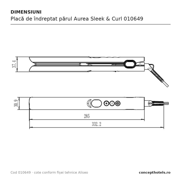 Placă de îndreptat părul Aurea Sleek & Curl 010649 – Aliseo