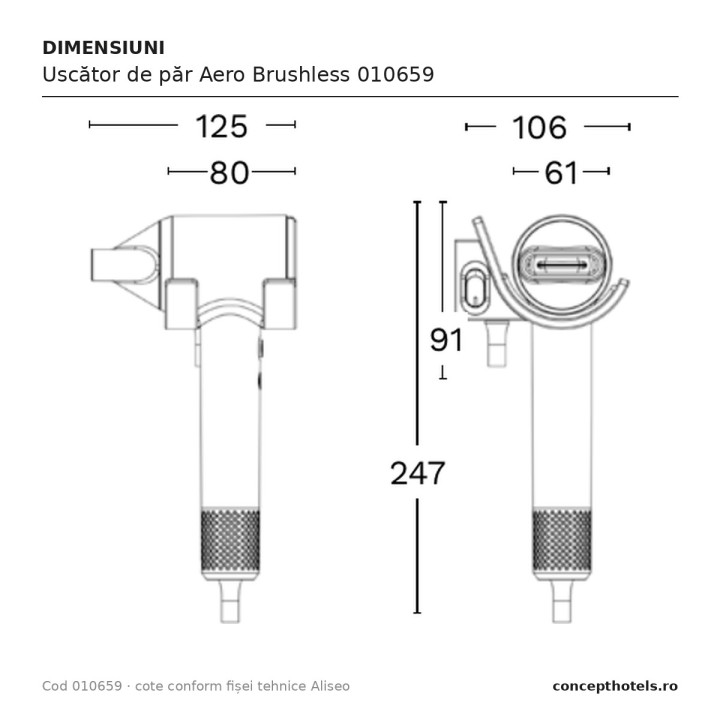 Uscător de păr Aero Brushless 010659 – Aliseo