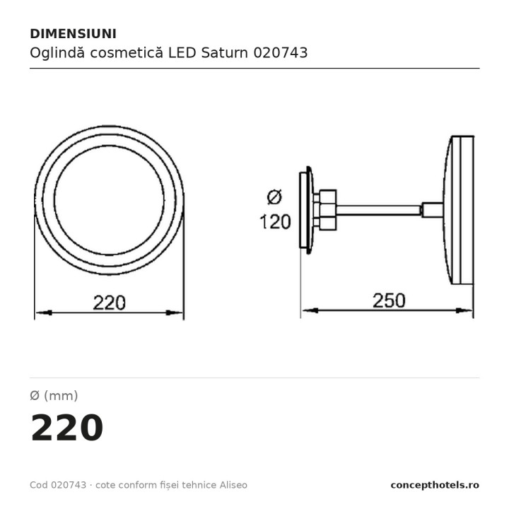 Oglindă cosmetică LED Saturn 020743 – Aliseo