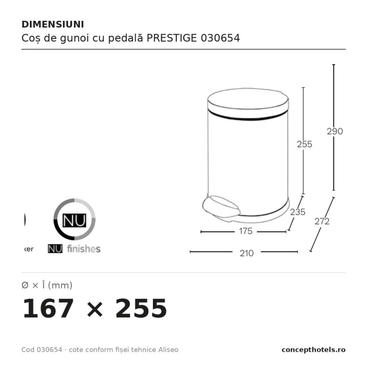 Coș de gunoi cu pedală PRESTIGE 030654 – Aliseo