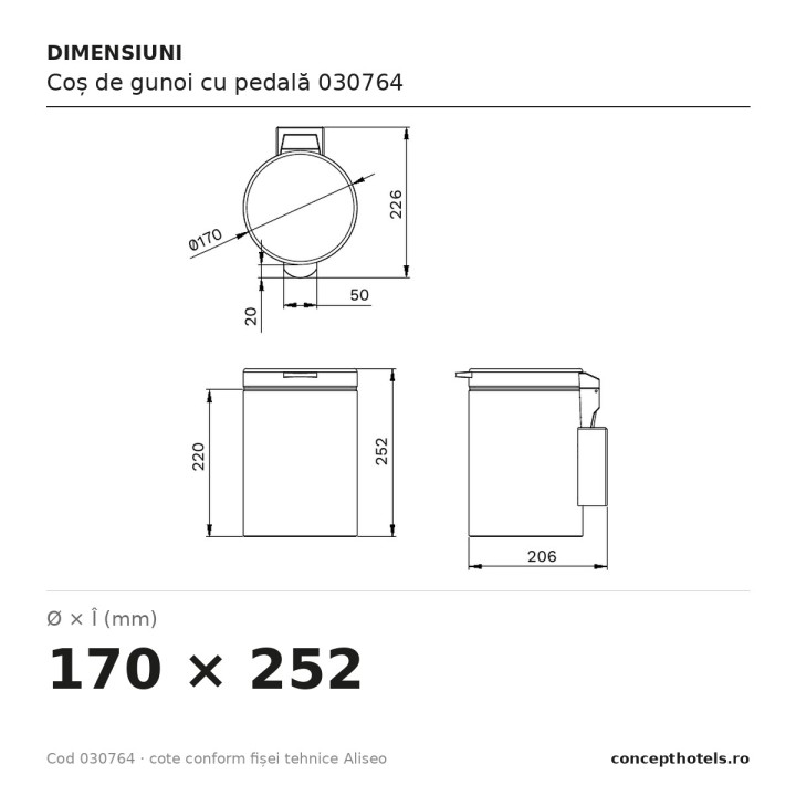 Coș de gunoi cu pedală 030764 – Aliseo