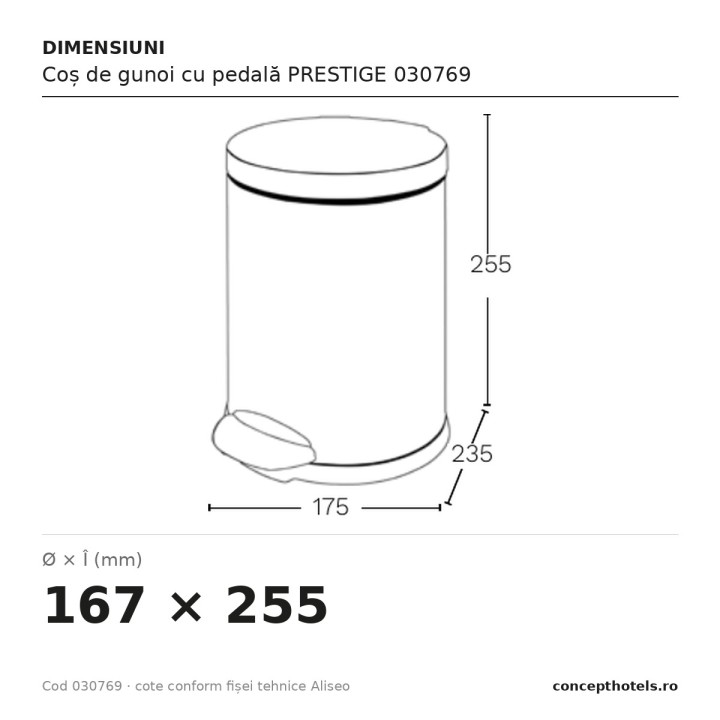 Coș de gunoi cu pedală PRESTIGE 030769 – Aliseo