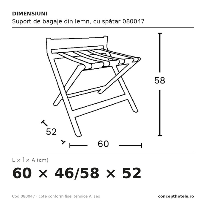 Wooden Luggage Rack With Backrest 080047